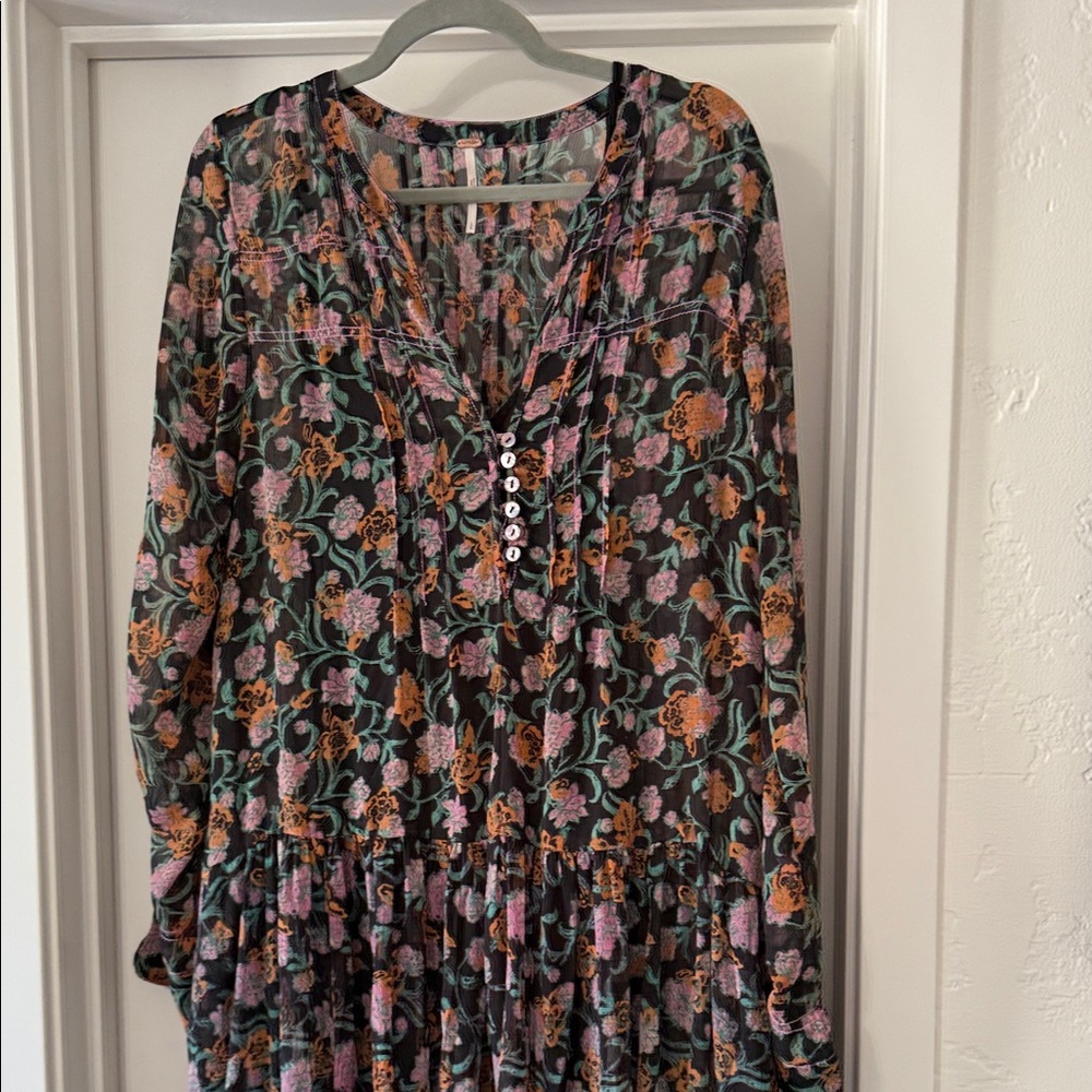 Free People see it through Floral Maxi Dress with Button Detail - Picture 7 of 8